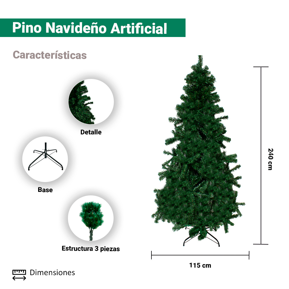 Foto 3 pulgar | Árbol de Navidad Importadora La Merced Verde Vara de Estrella 2.40 M