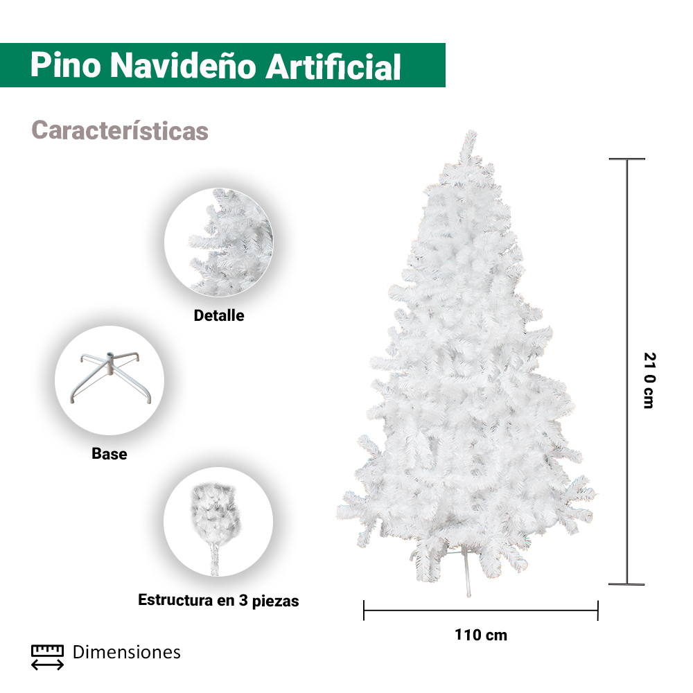 Foto 3 pulgar | Árbol de Navidad Importadora La Merced Blanco Vara de Estrella 2.10 M