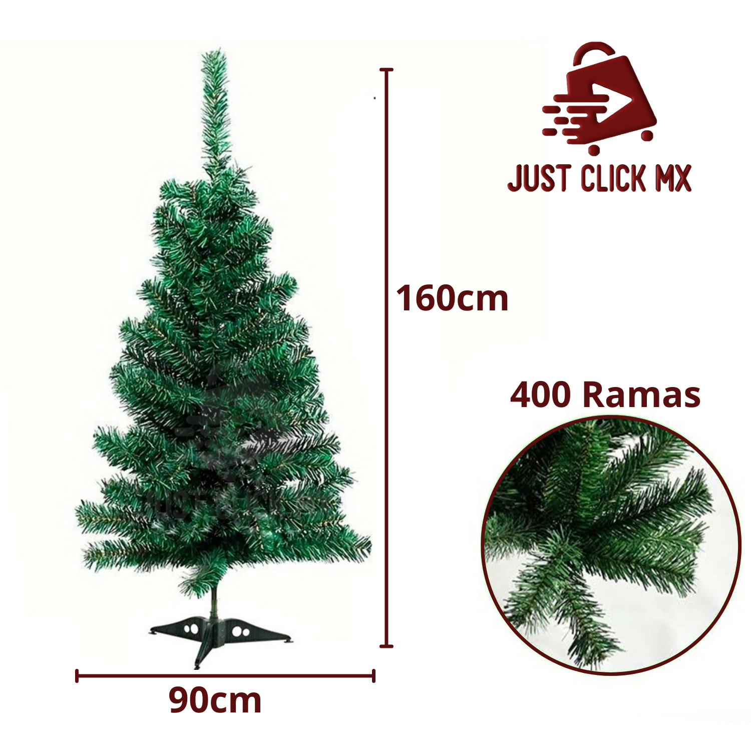 Foto 4 pulgar | Árbol de Navidad JustClick MX Verde 160 cm Frondoso 400 Ramas