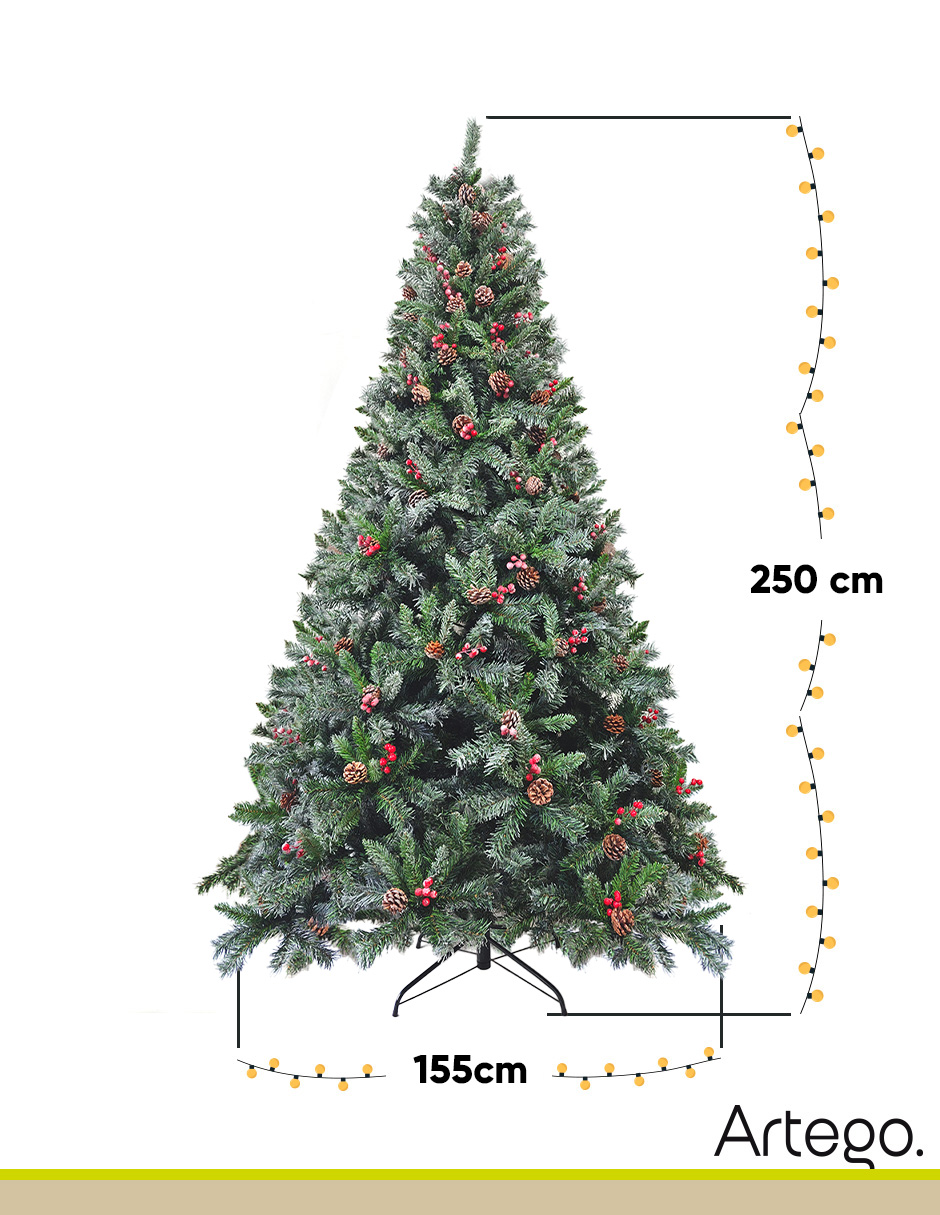 Foto 5 | Árbol de Navidad Nevado Premium con Berries y Piñas Arizona Cypress 2.5 m