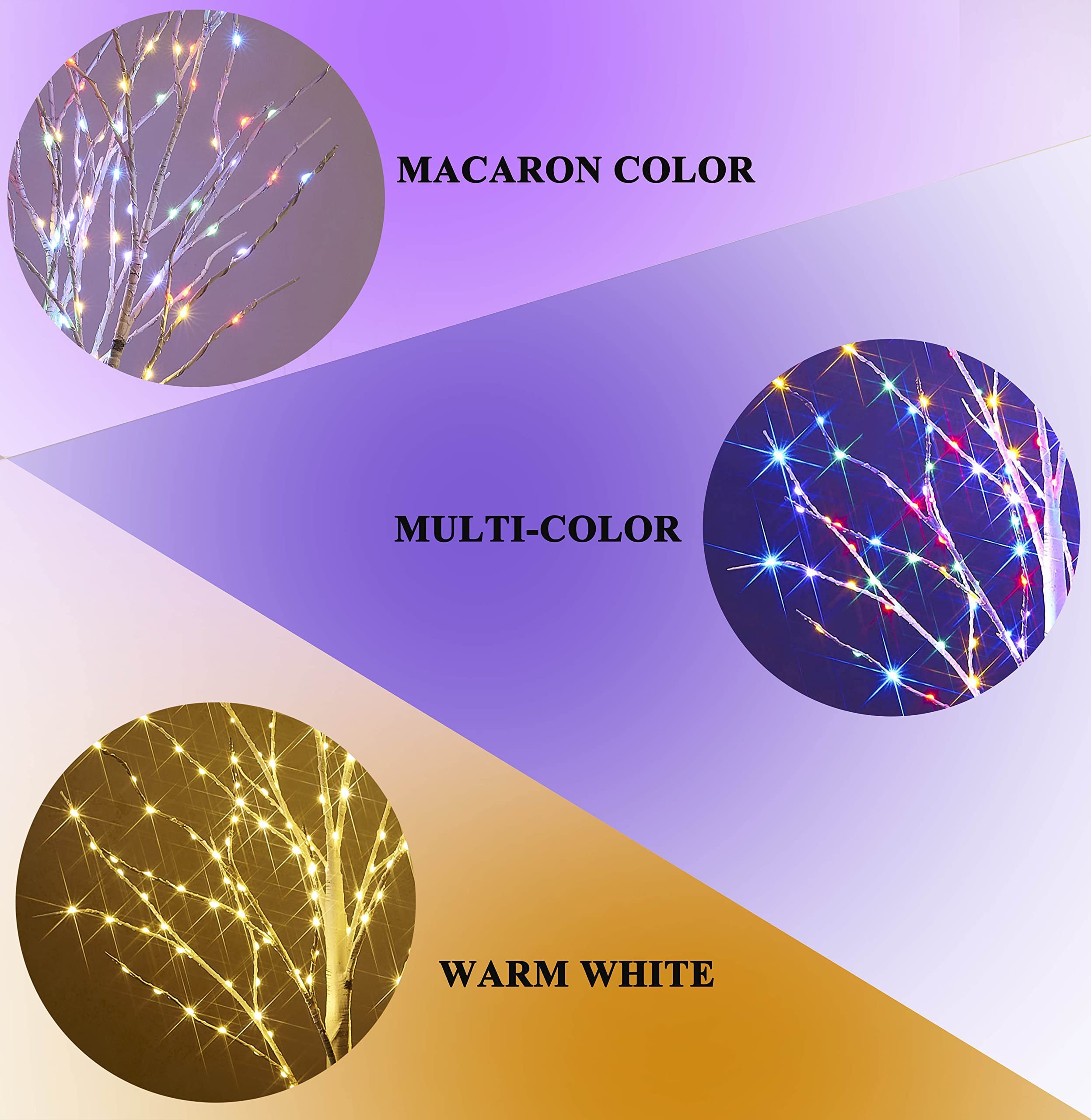 Foto 4 pulgar | Hairui De Abedul Iluminado Con 200 Litros, Multicolor Y Blanco Cálido - Venta Internacional.