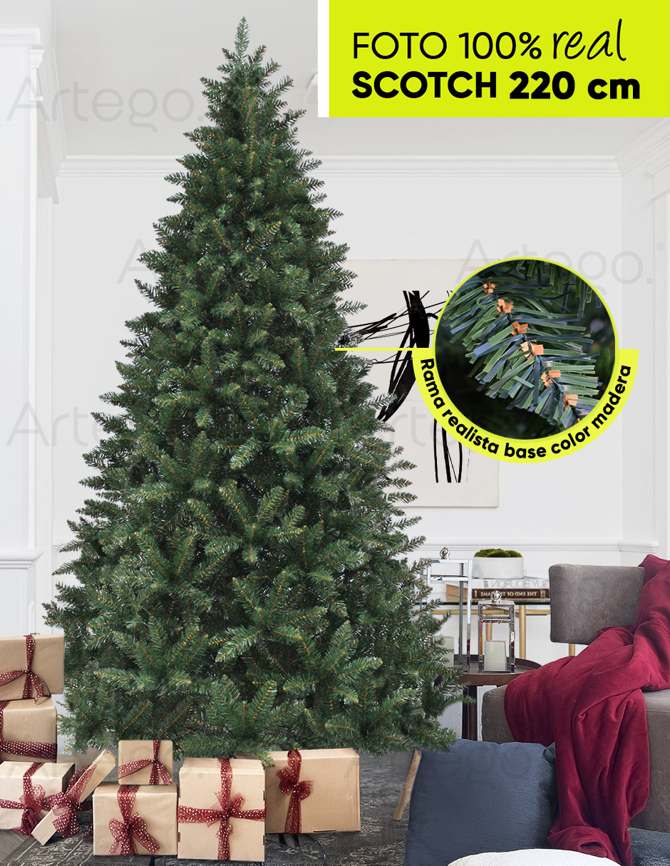 Foto 4 pulgar | Árbol De Navidad Scoth Pine Frondoso Rama Bicolor Pino Navideño Christmas Tree 220 Cm + Maleta Transportadora Artego