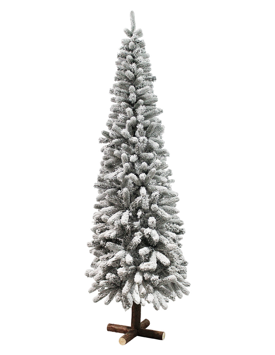 Foto 2 pulgar | Árbol De Navidad Nevado Sentinel Pine Slim Tipo Lápiz Ramas Premium Pino Navideño 220 Cm De Alto Con Base De Madera R