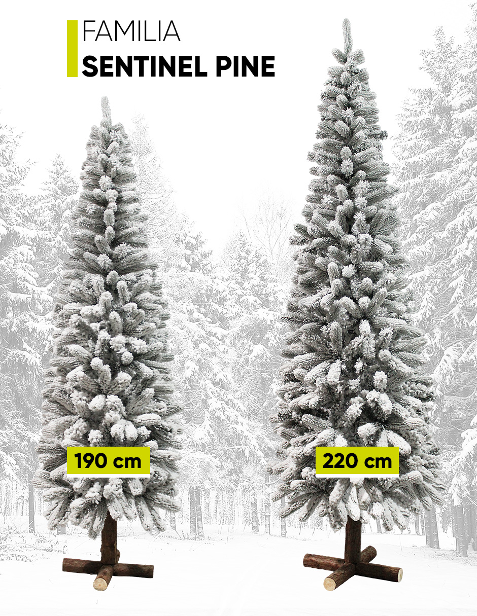 Foto 7 | Árbol De Navidad Nevado Sentinel Pine Slim Tipo Lápiz Ramas Premium Pino Navideño 220 Cm De Alto Con Base De Madera R