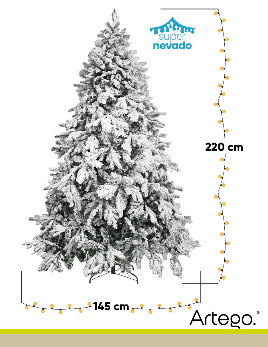 Foto 6 pulgar | Árbol de Navidad Supernevado Virginia Oak 220 cm de Alto con Base de Metal