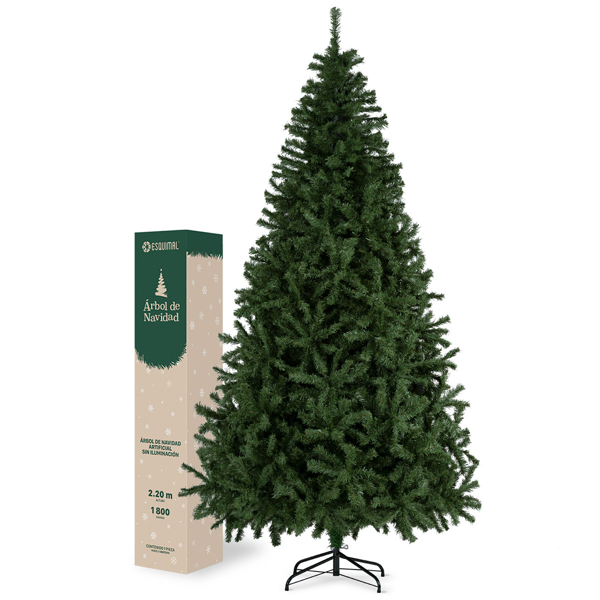 Árbol De Navidad Artificial Esquimal Pino Verde 2.20m Con 1800 Ramas