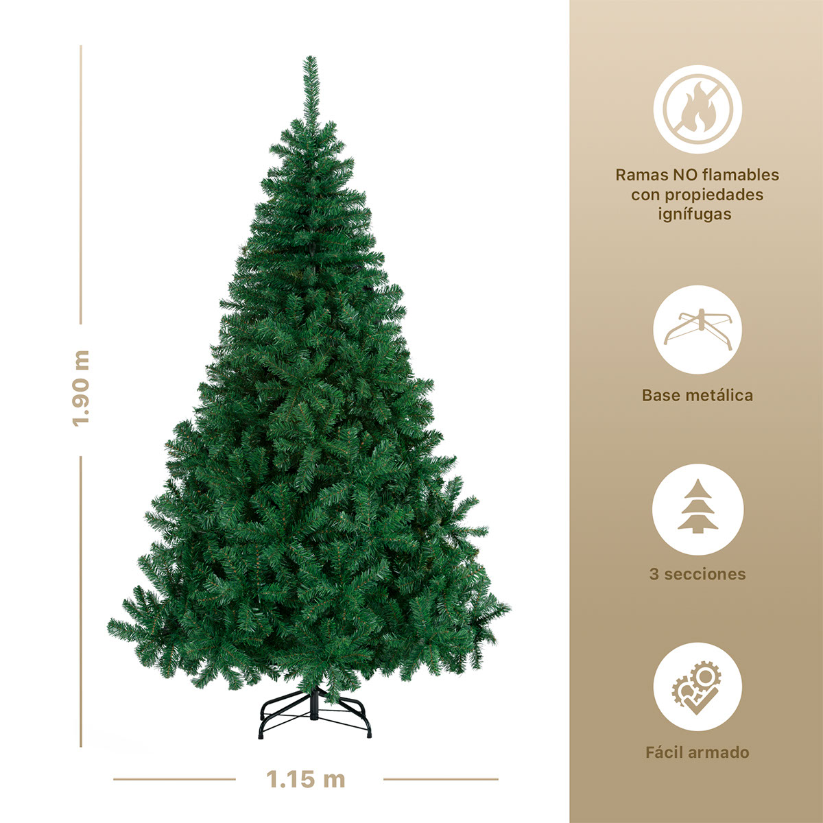 Foto 5 pulgar | Árbol De Navidad Artificial Esquimal Pino Verde 1.90m Con 960 Ramas