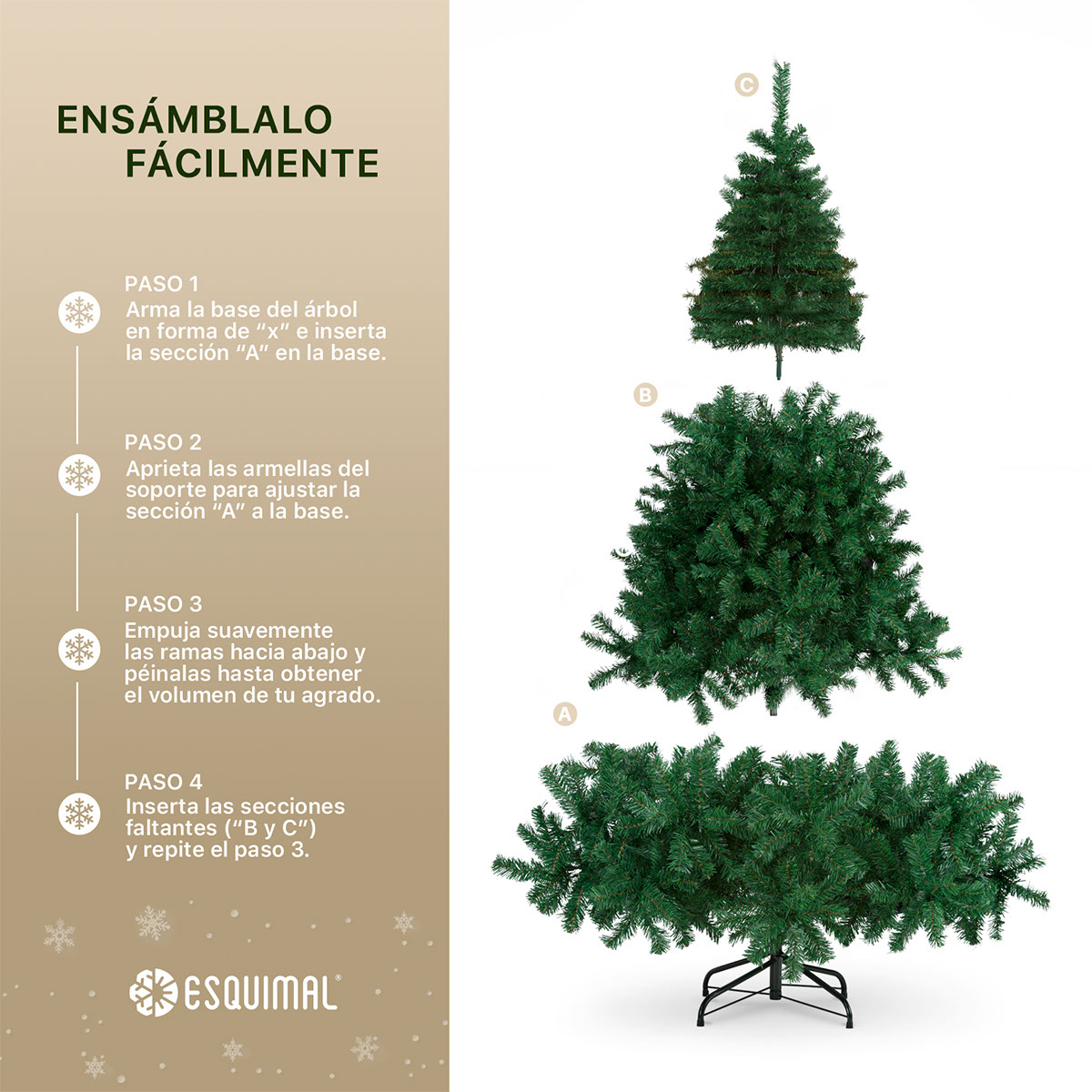 Foto 6 pulgar | Árbol De Navidad Artificial Esquimal Pino Verde 1.90m Con 960 Ramas