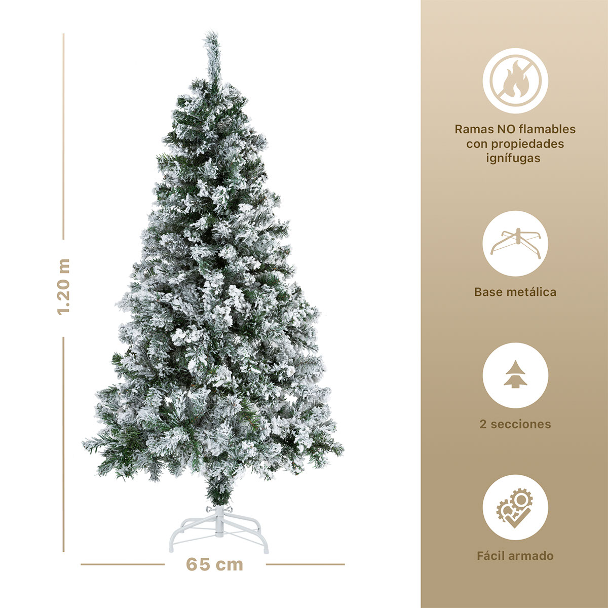 Foto 5 pulgar | Árbol De Navidad Artificial Esquimal Pino Verde Nevado 1.20 M Con 260 Ramas