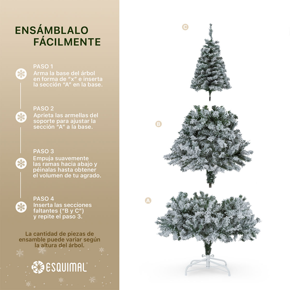 Foto 5 | Árbol De Navidad Artificial Esquimal Pino Verde Nevado  1.80m Con 720 Ramas