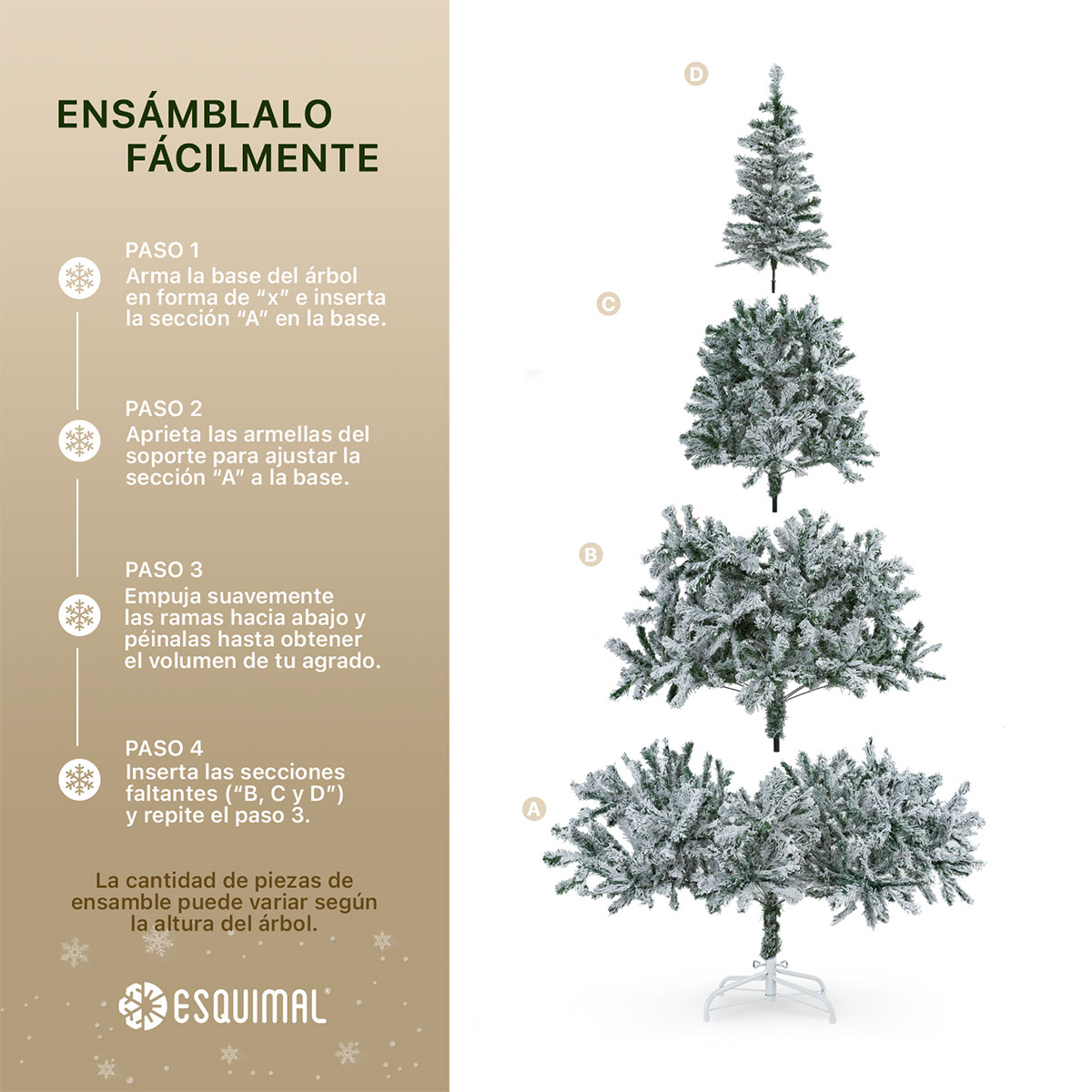 Foto 5 | Árbol De Navidad Artificial Esquimal Pino Verde Nevado  2.40m Con 1320 Ramas