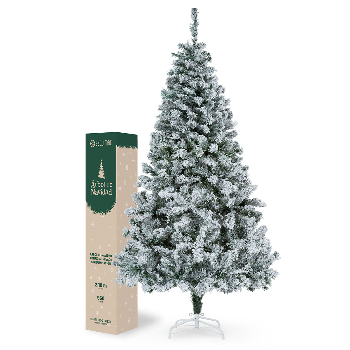 Árbol de Navidad Artificial Esquimal Pino Verde Nevado  2.10 M