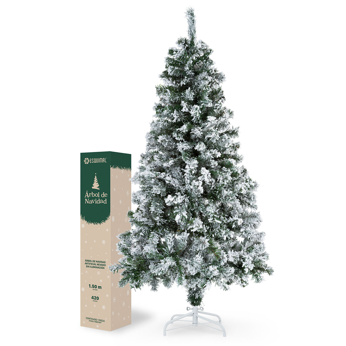 Árbol de Navidad Artificial Esquimal Pino Verde Nevado 1.50 M