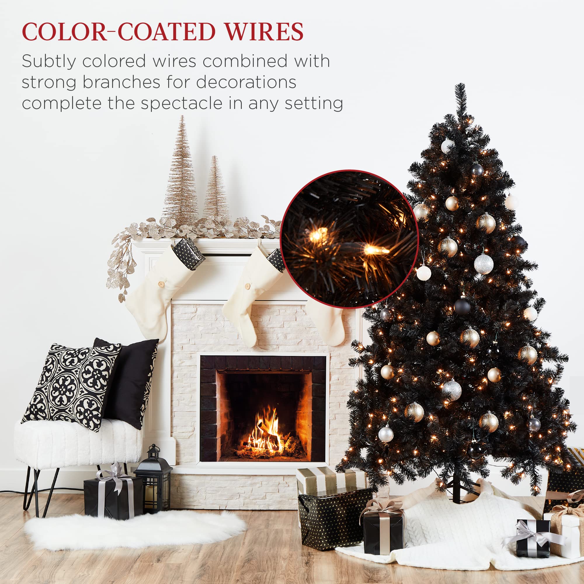 Foto 2 | Árbol De Navidad Best Choice Products 6 Pies Preiluminado Negro - Venta Internacional