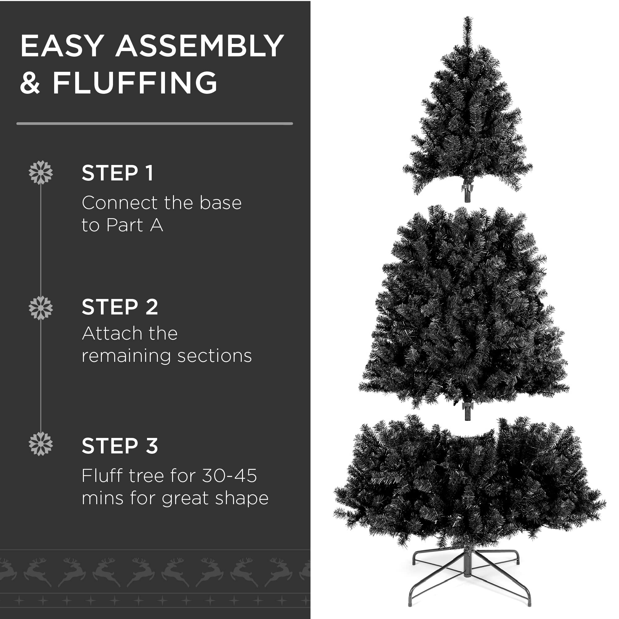 Foto 4 | Árbol De Navidad Best Choice Products 6 Pies Preiluminado Negro - Venta Internacional
