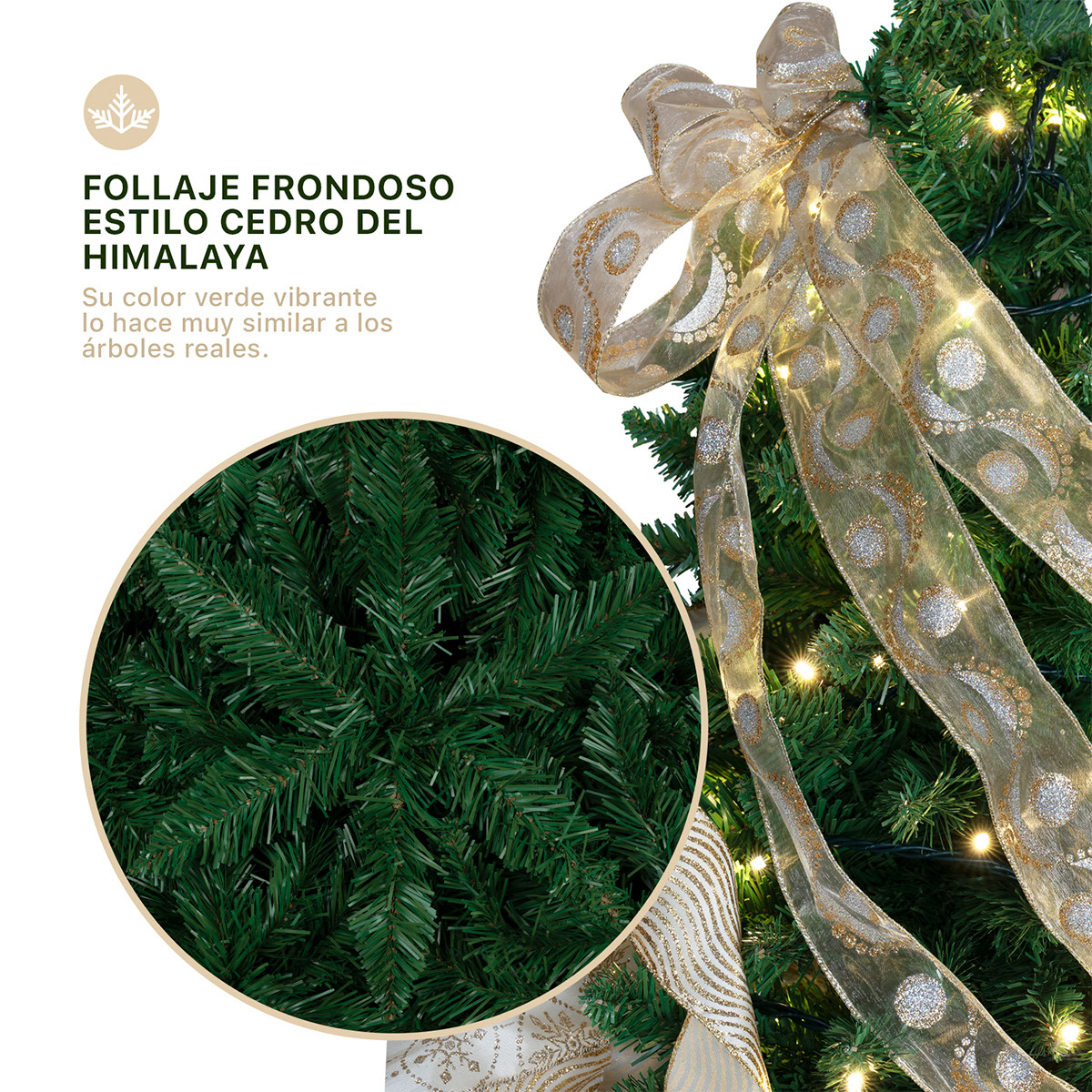 Foto 3 pulgar | Árbol De Navidad Artificial Esquimal Pino Verde 1.80m Con 1000 Ramas