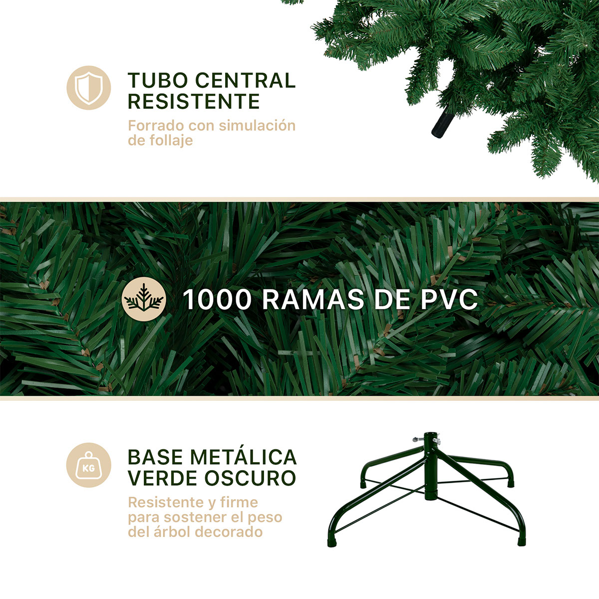 Foto 4 pulgar | Árbol De Navidad Artificial Esquimal Pino Verde 1.80m Con 1000 Ramas