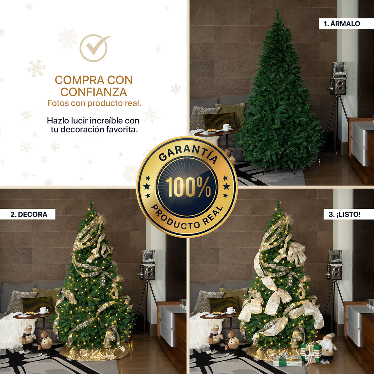 Foto 7 pulgar | Árbol De Navidad Artificial Esquimal Pino Verde 1.80m Con 1000 Ramas