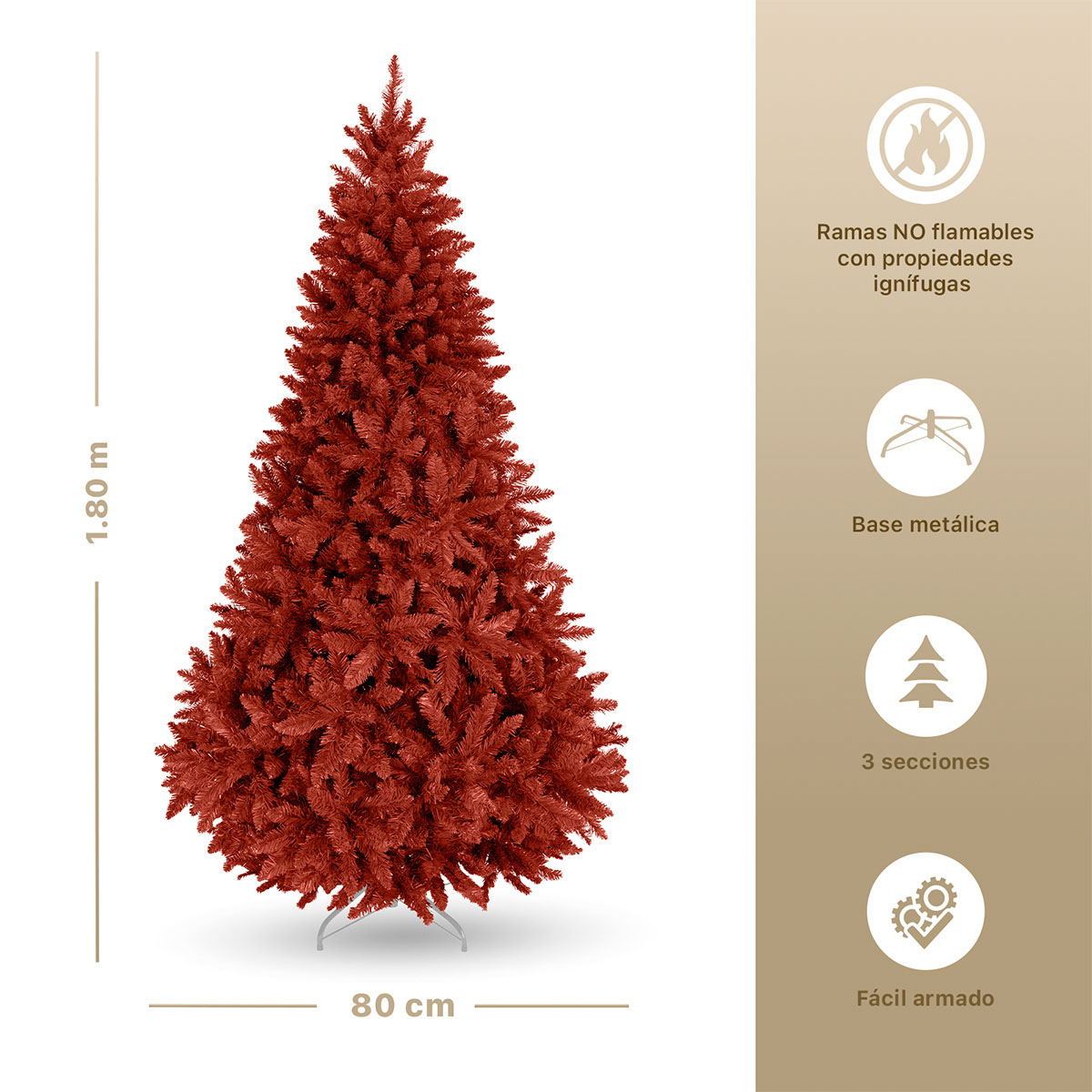 Foto 5 pulgar | Árbol De Navidad Artificial Esquimal Pino Rojo 1.80m Con 1000 Ramas