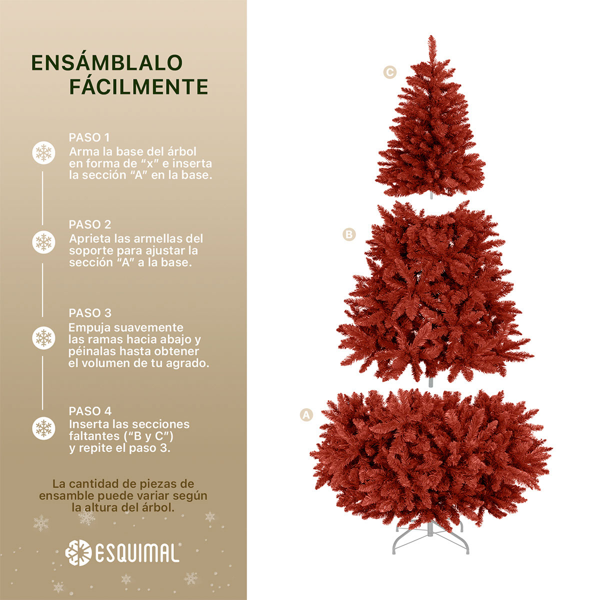 Foto 5 | Árbol De Navidad Artificial Esquimal Pino Rojo 1.80m Con 1000 Ramas