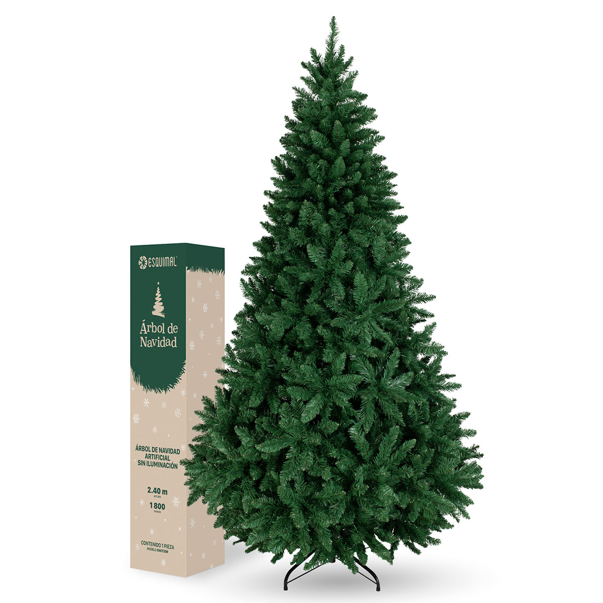 Foto 1 | Árbol De Navidad Artificial Esquimal Pino Verde 2.40m Con 1800 Ramas