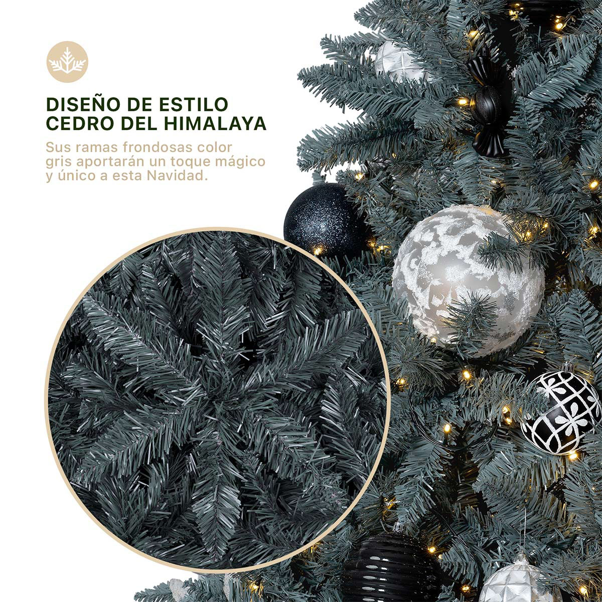 Foto 3 pulgar | Árbol De Navidad Artificial Esquimal Pino Gris 1.80m Con 1000 Ramas