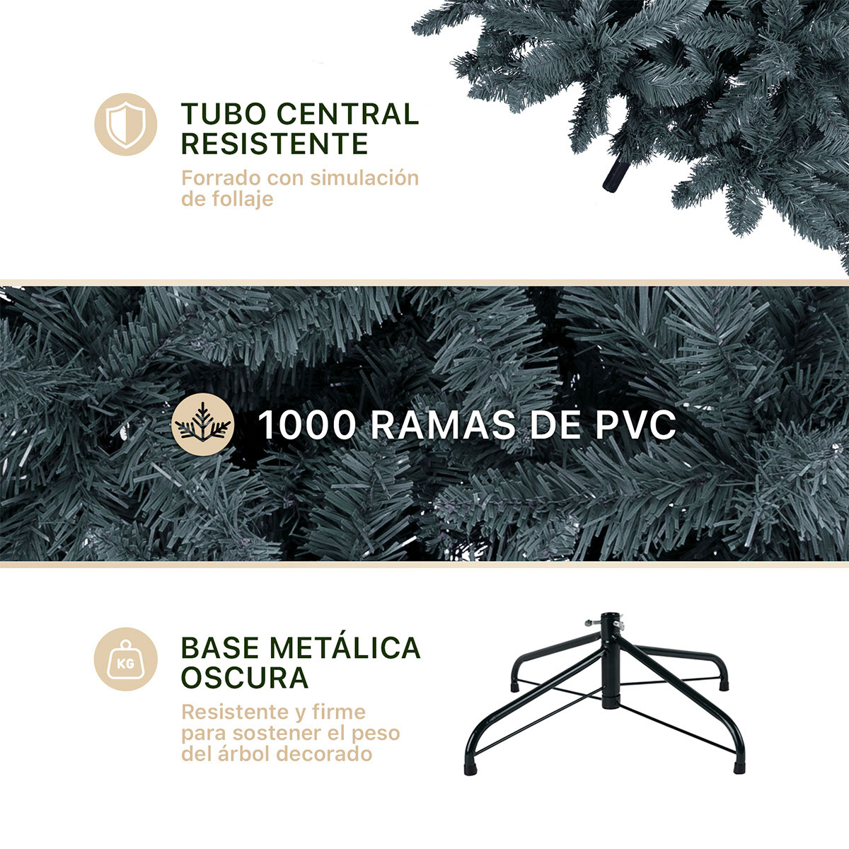 Foto 4 pulgar | Árbol De Navidad Artificial Esquimal Pino Gris 1.80m Con 1000 Ramas