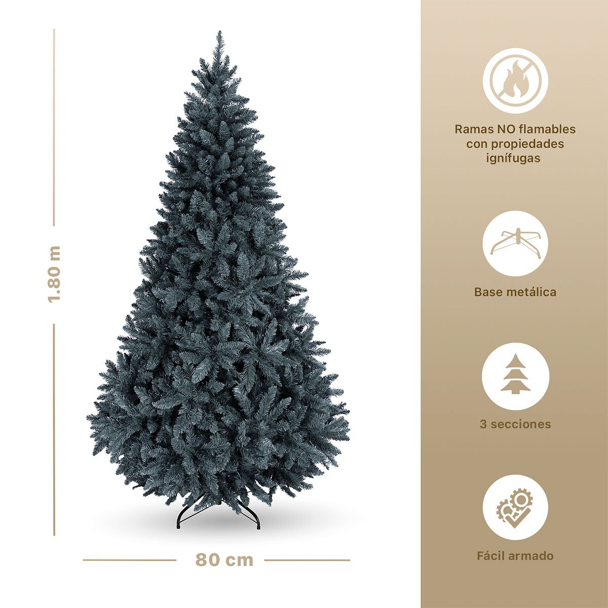 Foto 5 pulgar | Árbol De Navidad Artificial Esquimal Pino Gris 1.80m Con 1000 Ramas