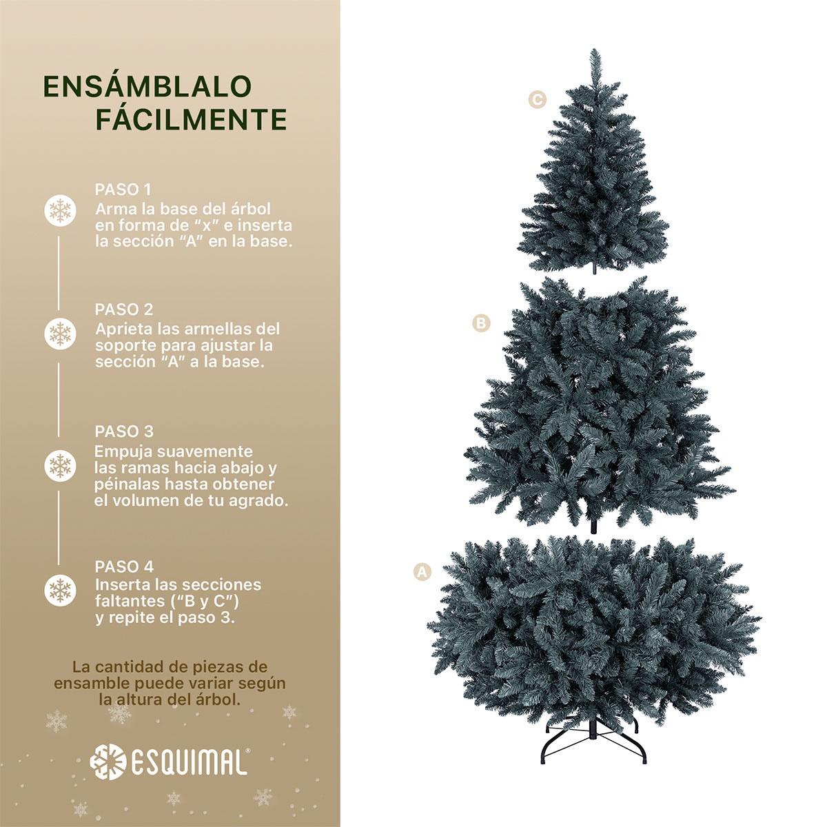 Foto 6 pulgar | Árbol De Navidad Artificial Esquimal Pino Gris 1.80m Con 1000 Ramas