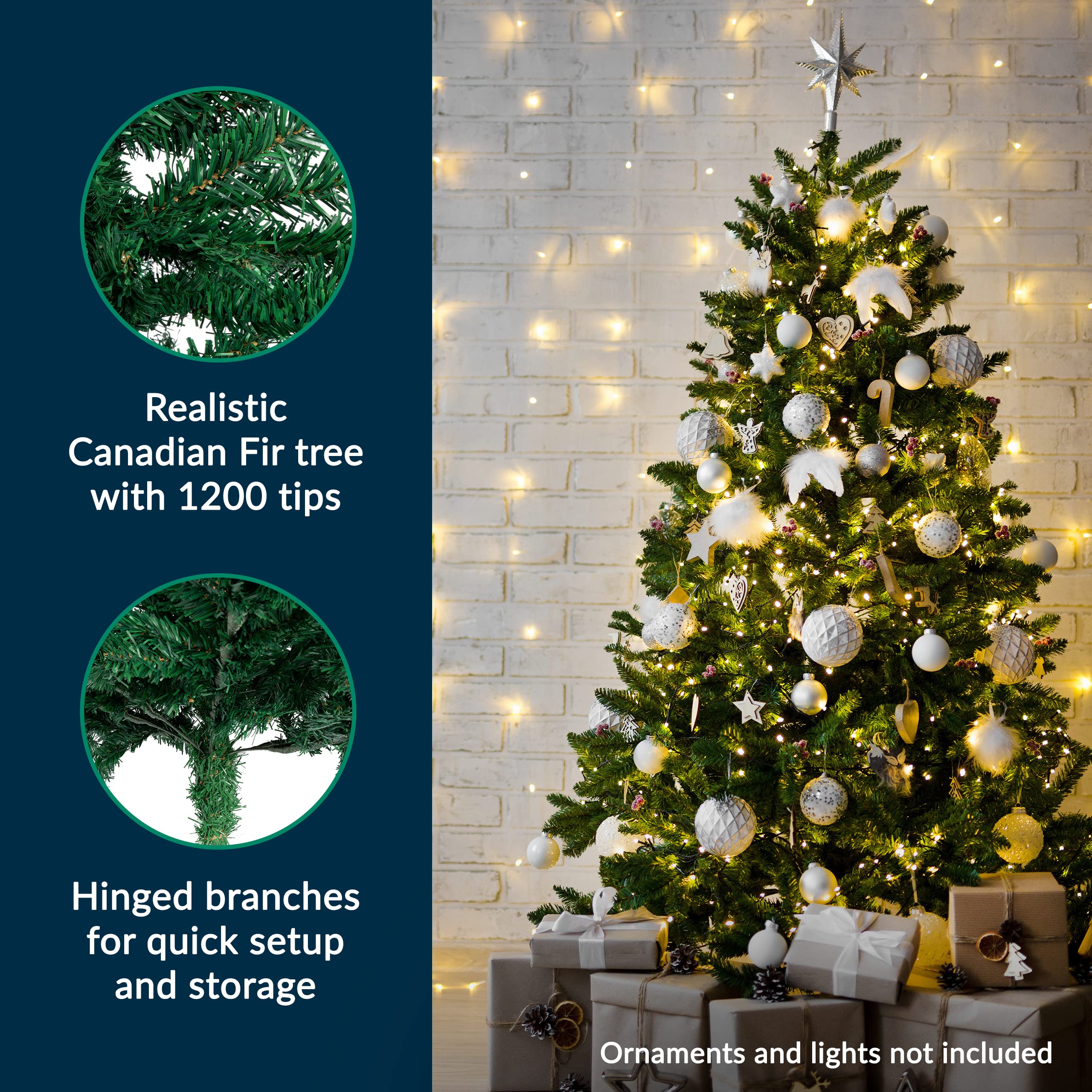 Foto 4 pulgar | Árbol De Navidad Prextex De 6 Pies Con 1200 Puntas De Abeto Canadiense - Venta Internacional.