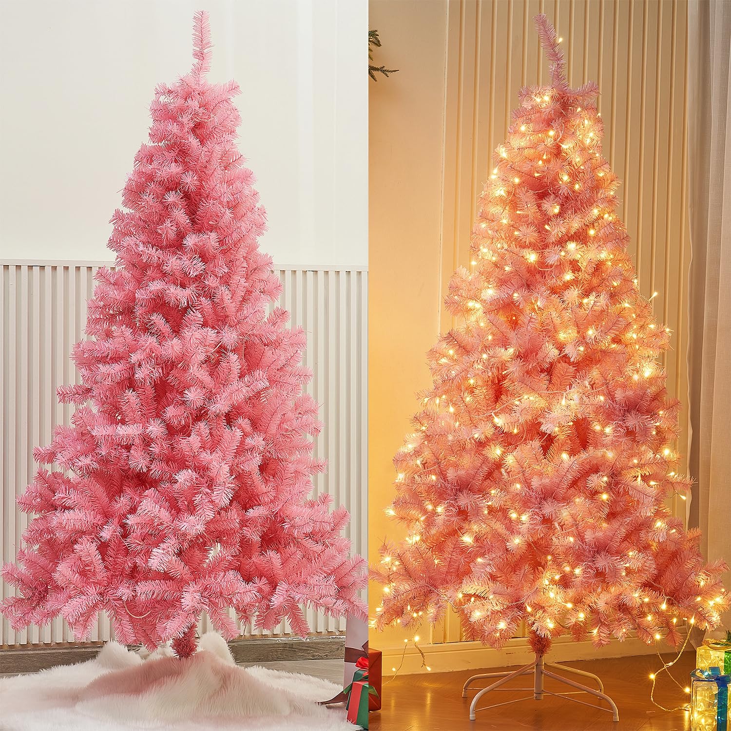 Árbol De Navidad Artificial Juegoal De 6 Pies Con 300 Luces Led, Color Rosa - Venta Internacional. $2,742