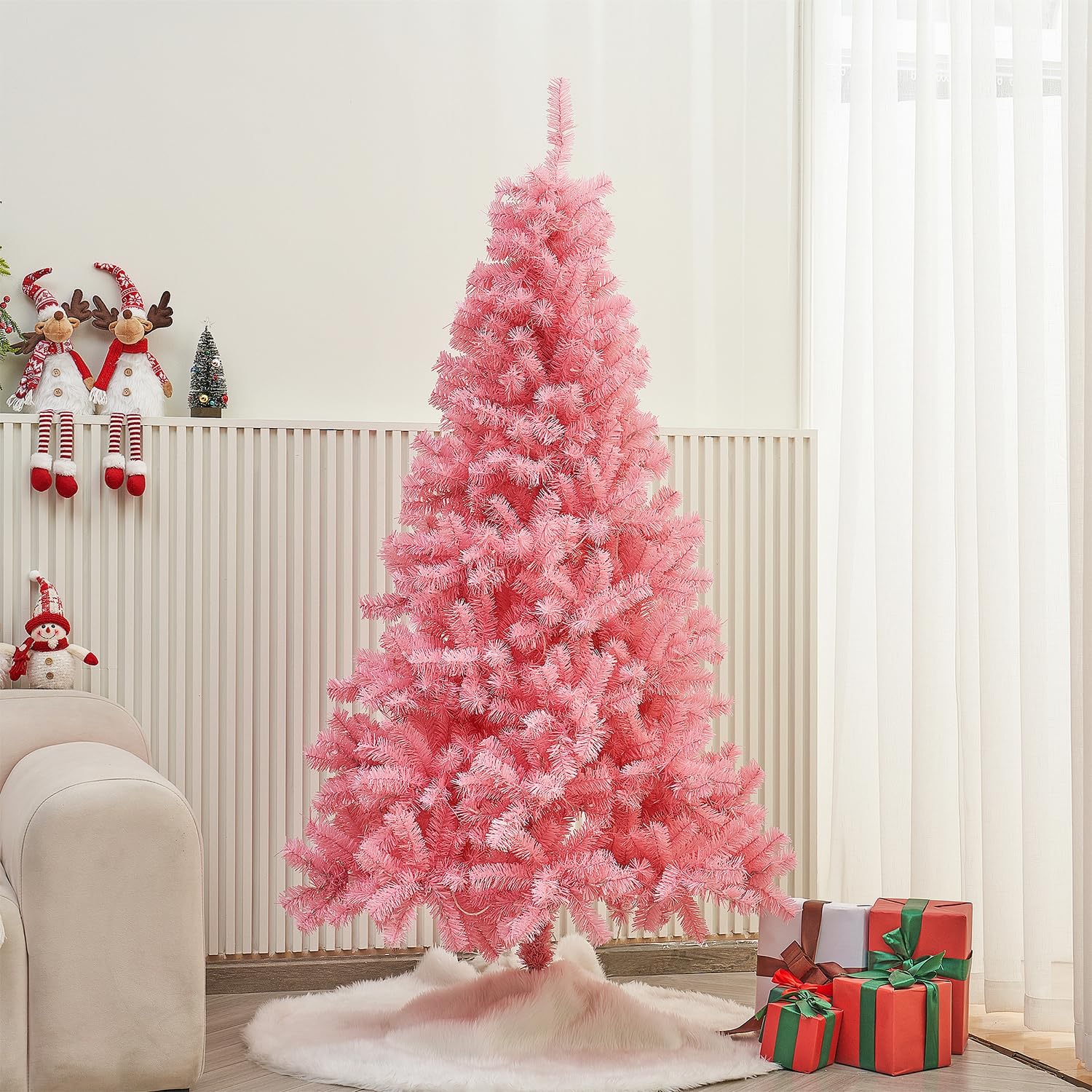 Foto 5 pulgar | Árbol De Navidad Artificial Juegoal De 6 Pies Con 300 Luces Led, Color Rosa - Venta Internacional.
