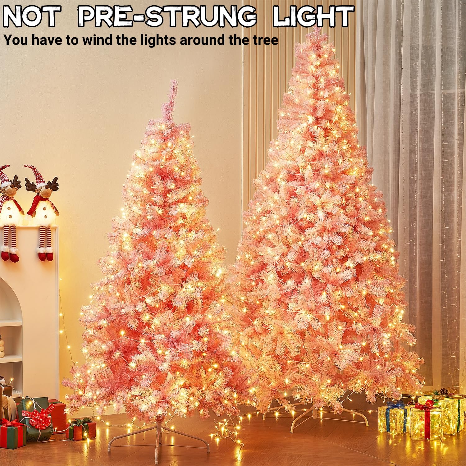 Foto 6 pulgar | Árbol De Navidad Artificial Juegoal De 6 Pies Con 300 Luces Led, Color Rosa - Venta Internacional.