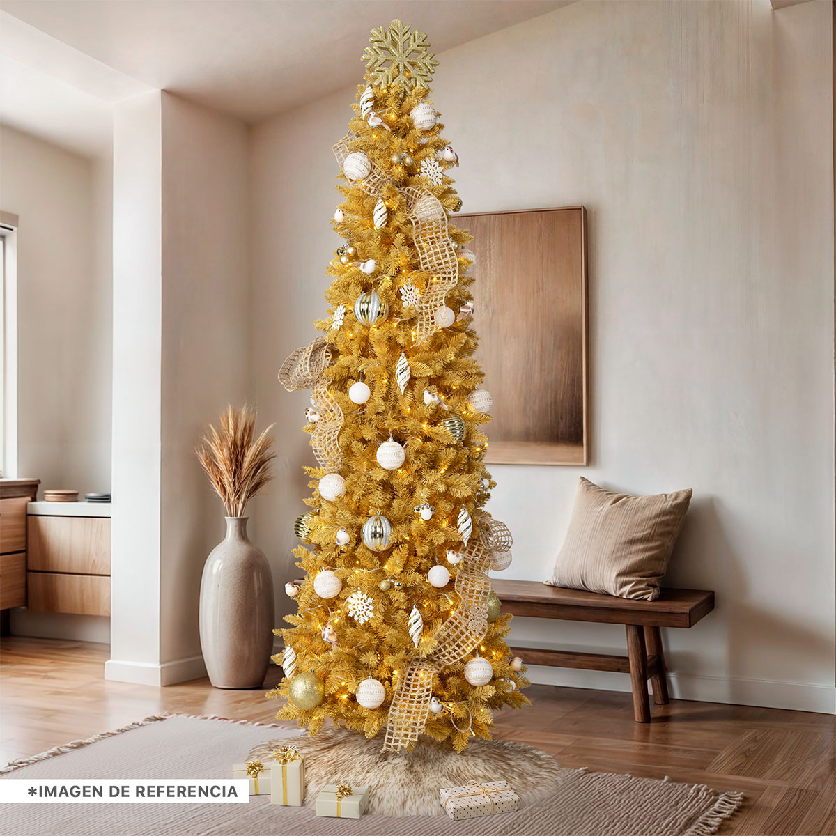 Foto 7 | Árbol De Navidad Artificial Esquimal Pino Dorado Tipo Lápiz 2.20m Con 1150 Ramas