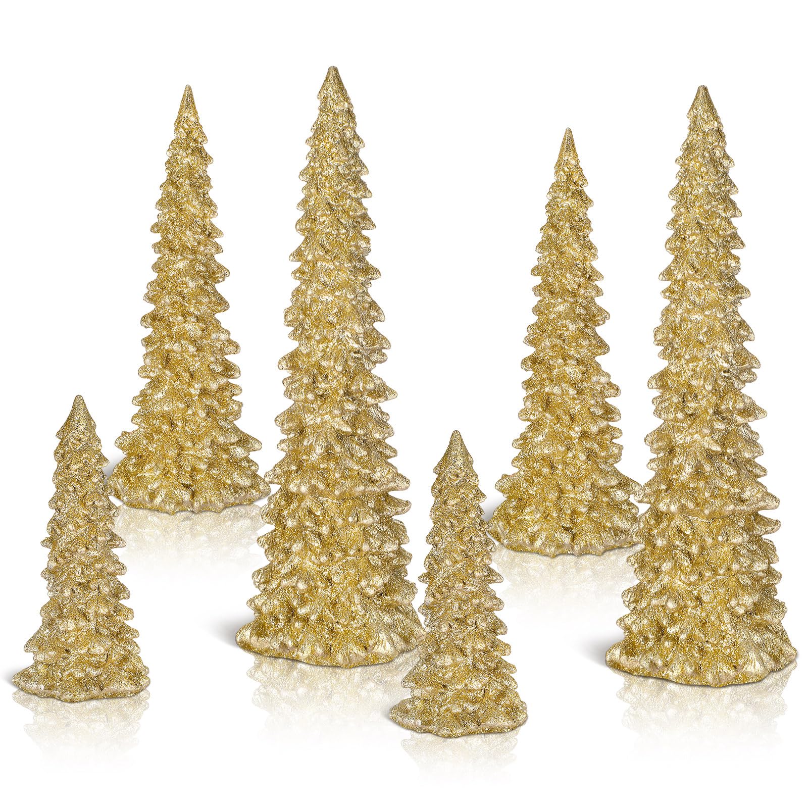 Foto 2 pulgar | Figuras De Árbol De Navidad Pangda, Resina Dorada, 28, 22, 18 Cm - Venta Internacional.