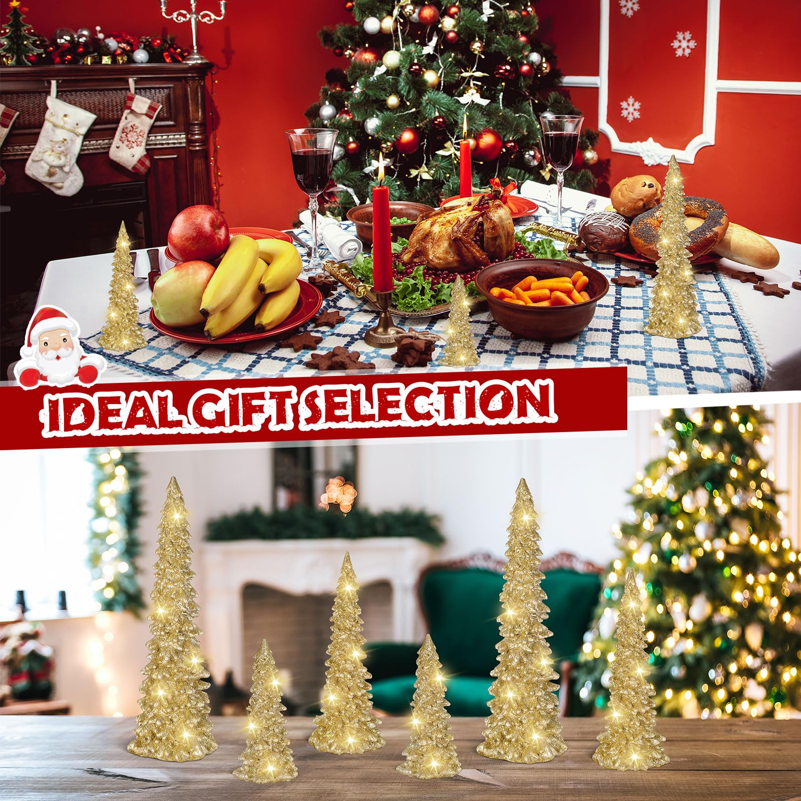 Foto 5 | Figuras De Árbol De Navidad Pangda, Resina Dorada, 28, 22, 18 Cm - Venta Internacional.