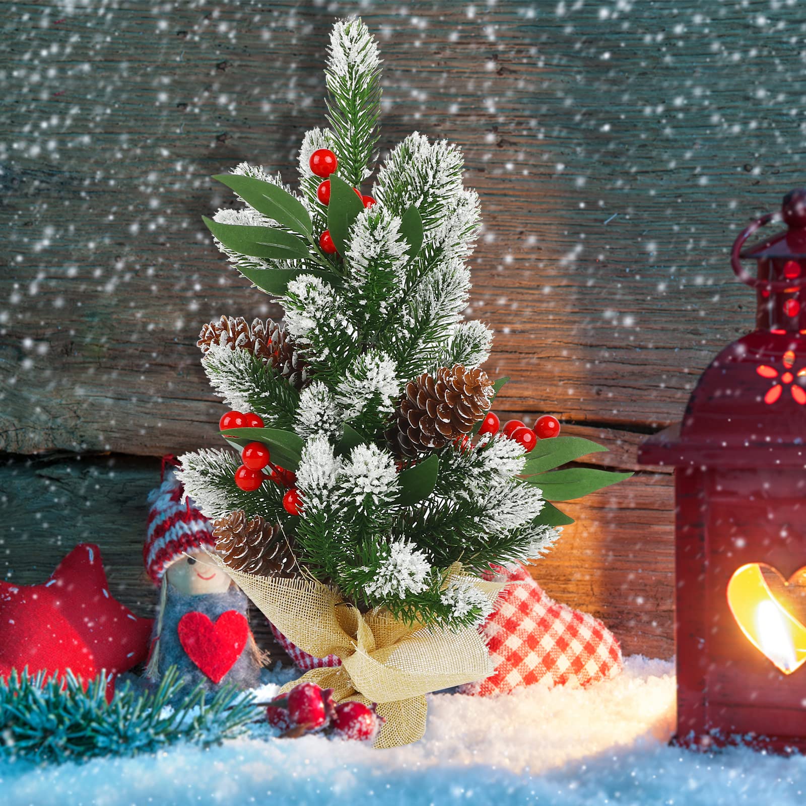 Foto 4 pulgar | Árbol De Navidad Ccinee Mini 40 Cm Con Nieve Artificial Flocada - Venta Internacional.