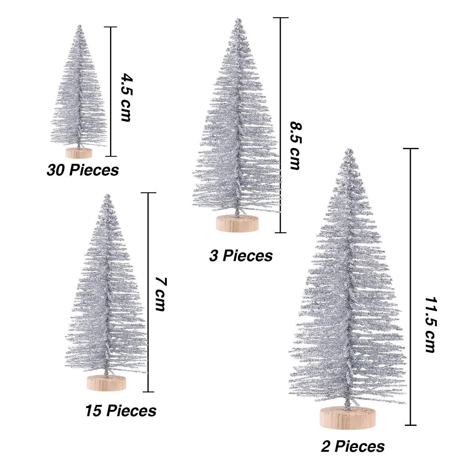 Foto 3 pulgar | Miniárbol De Navidad Artificial Satinior Sisal Snow, 60 Unidades - Venta Internacional.