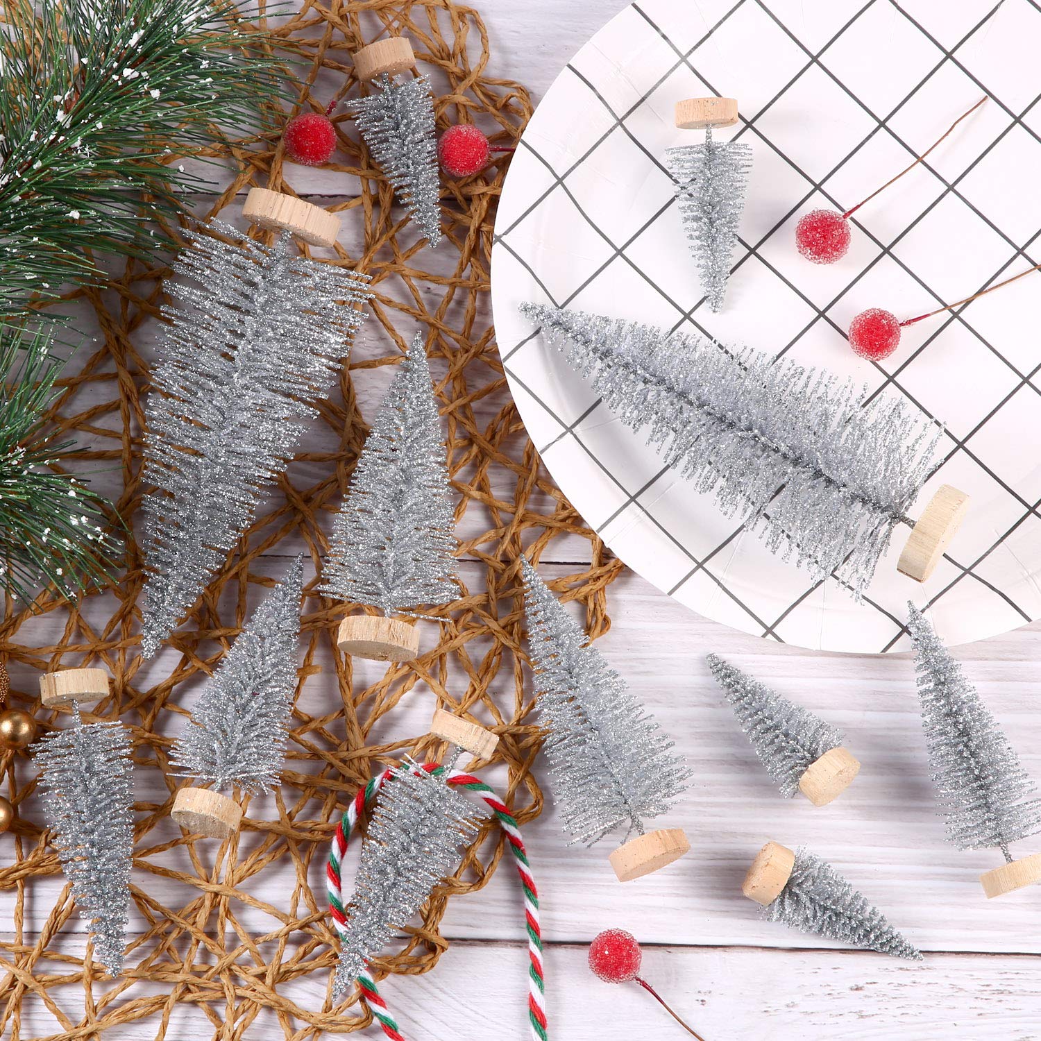 Foto 6 pulgar | Miniárbol De Navidad Artificial Satinior Sisal Snow, 60 Unidades - Venta Internacional.