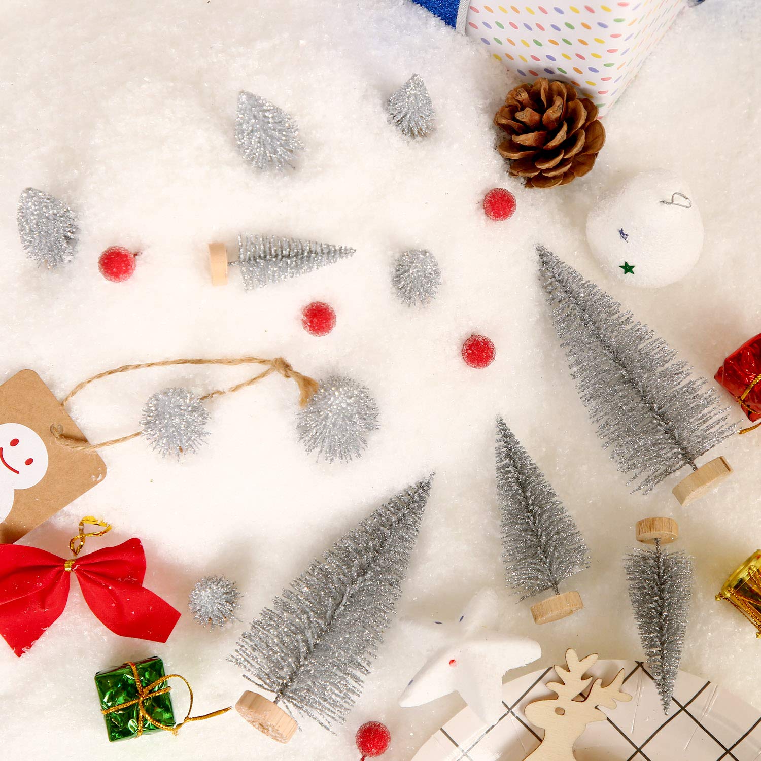 Foto 7 | Miniárbol De Navidad Artificial Satinior Sisal Snow, 60 Unidades - Venta Internacional.