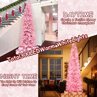Foto 4 | Árbol De Navidad Turnmeon Rosa Preiluminado De 7.5 Pies Con 300 Luces Led - Venta Internacional.