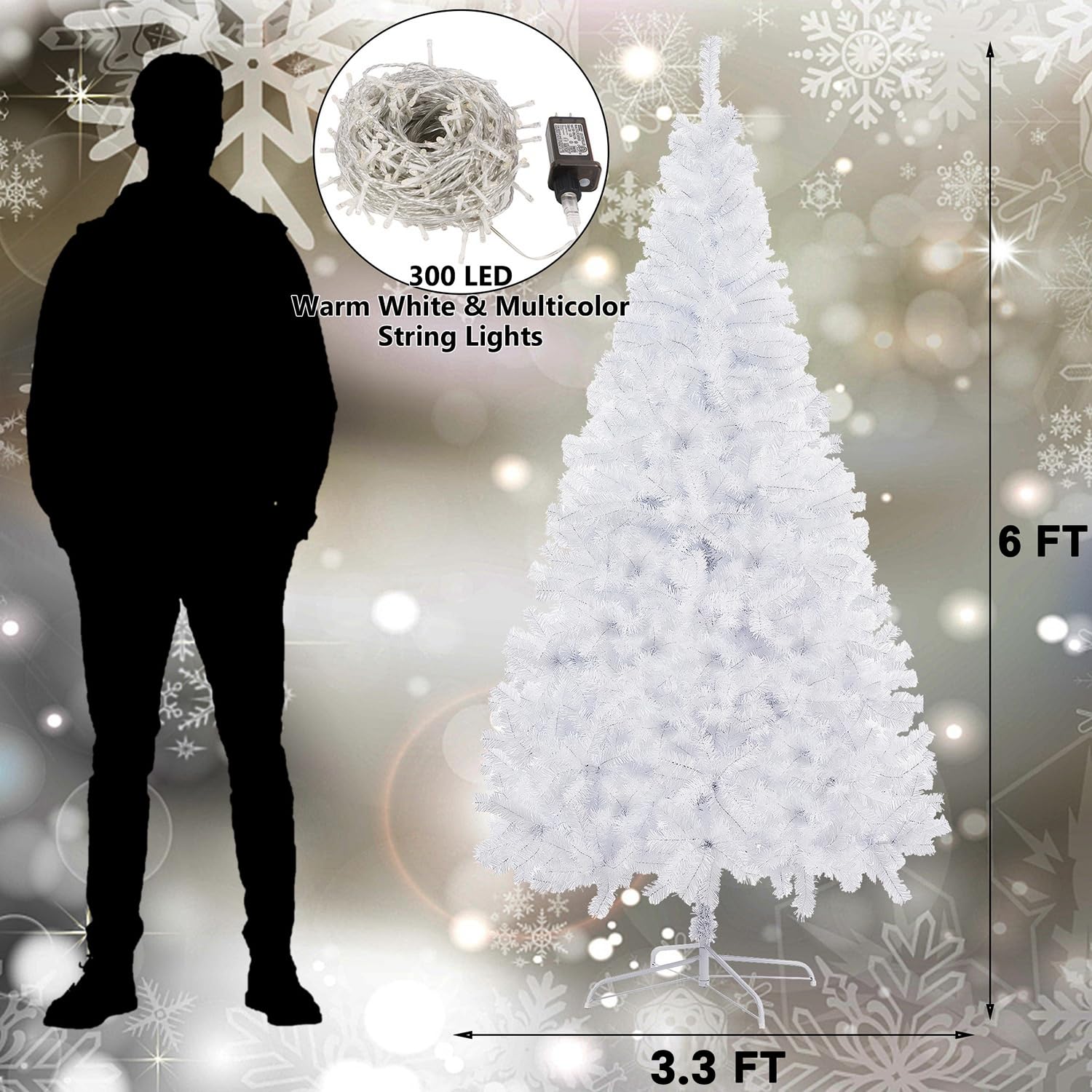 Foto 6 pulgar | Árbol De Navidad Artificial Juegoal De 6 Pies Con Luces Y Control Remoto - Venta Internacional.