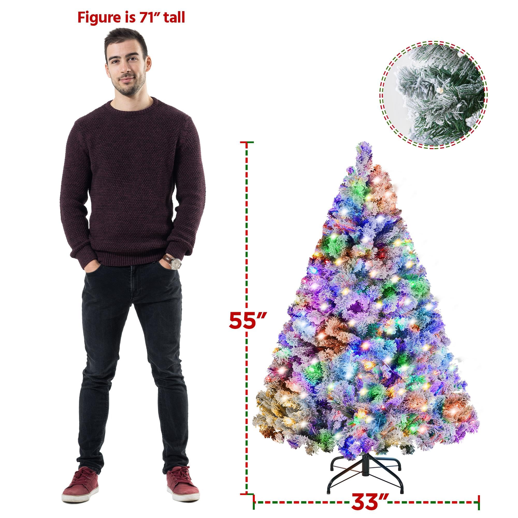 Foto 4 pulgar | Árbol De Navidad Yaheetech De 1,4 M Con 100 Luces Led Multicolores - Venta Internacional.