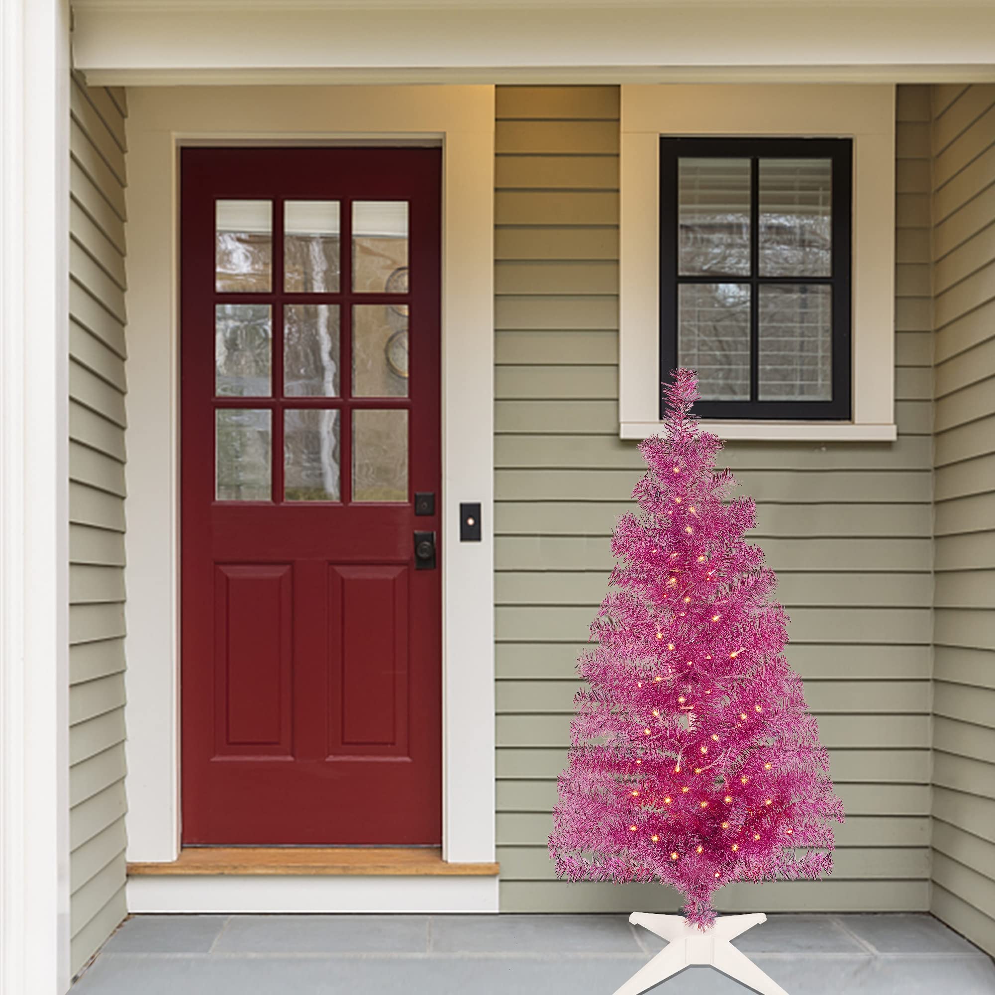 Foto 6 pulgar | Árbol De Navidad Juegoal De 4 Pies, Color Rosa Preiluminado Con 70 Led De Color Blanco Cálido - Venta Internacional.