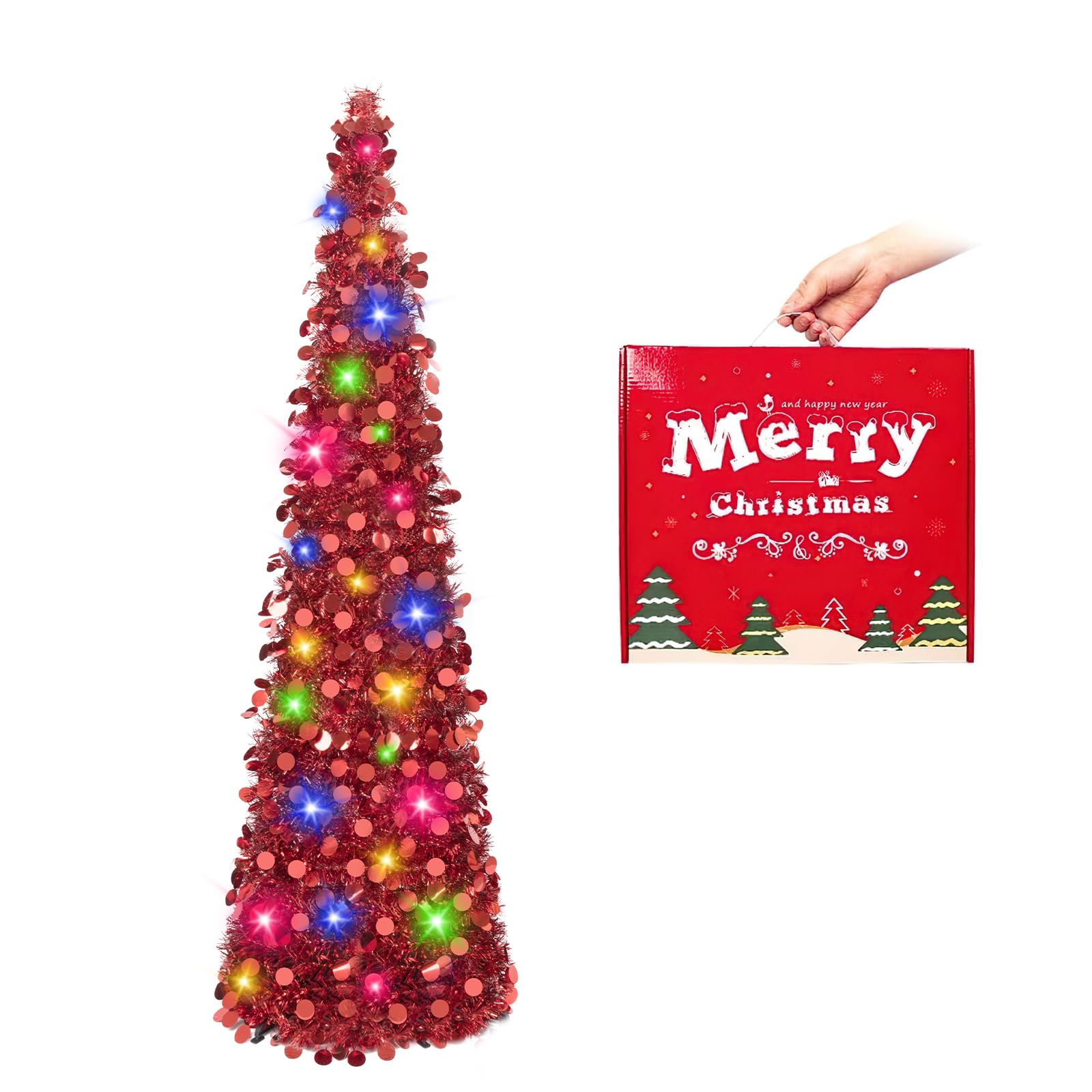 Foto 2 pulgar | Árbol De Navidad Macting, 150 Cm, Con Luces Rojas, Fácil De Montar - Venta Internacional.