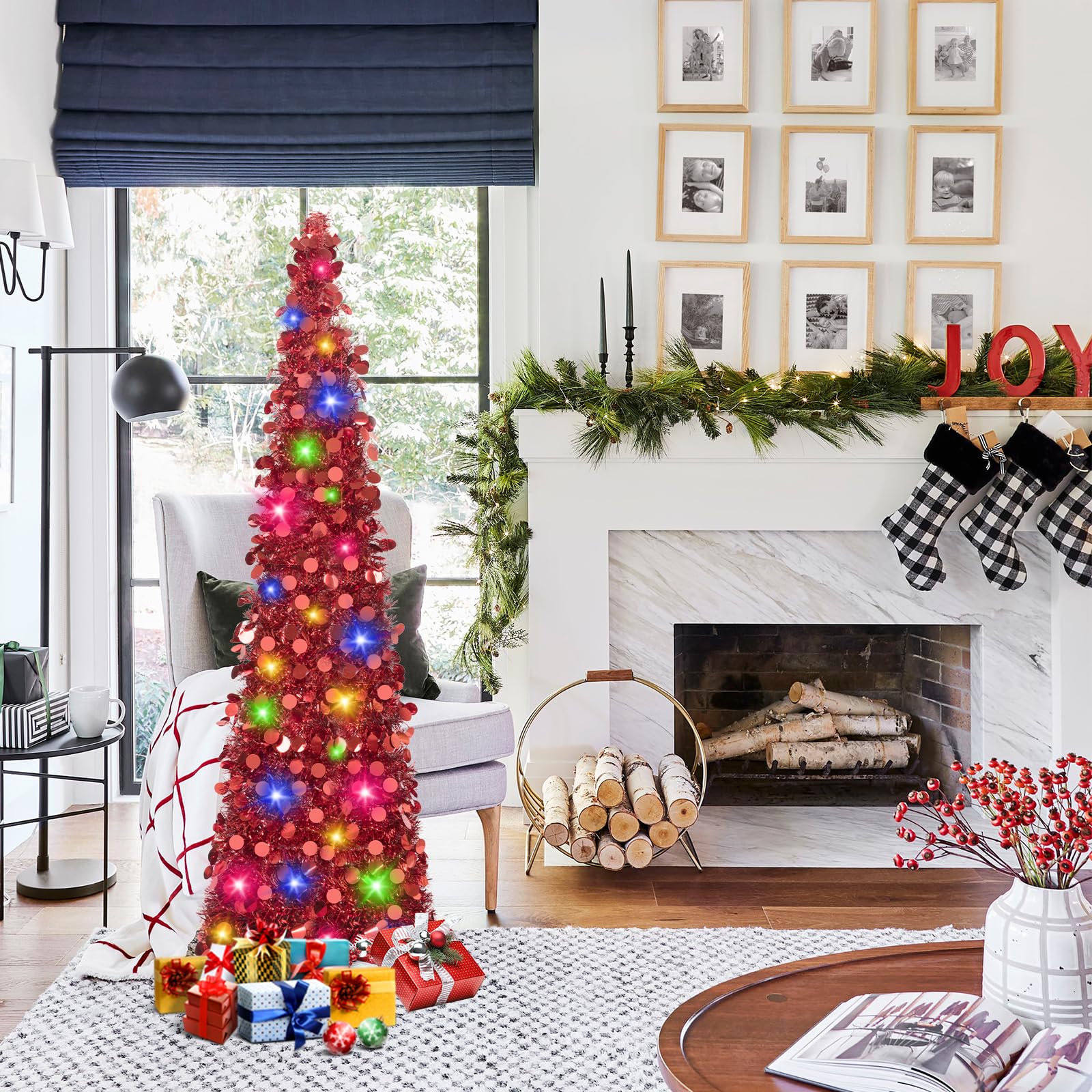 Foto 2 | Árbol De Navidad Macting, 150 Cm, Con Luces Rojas, Fácil De Montar - Venta Internacional.