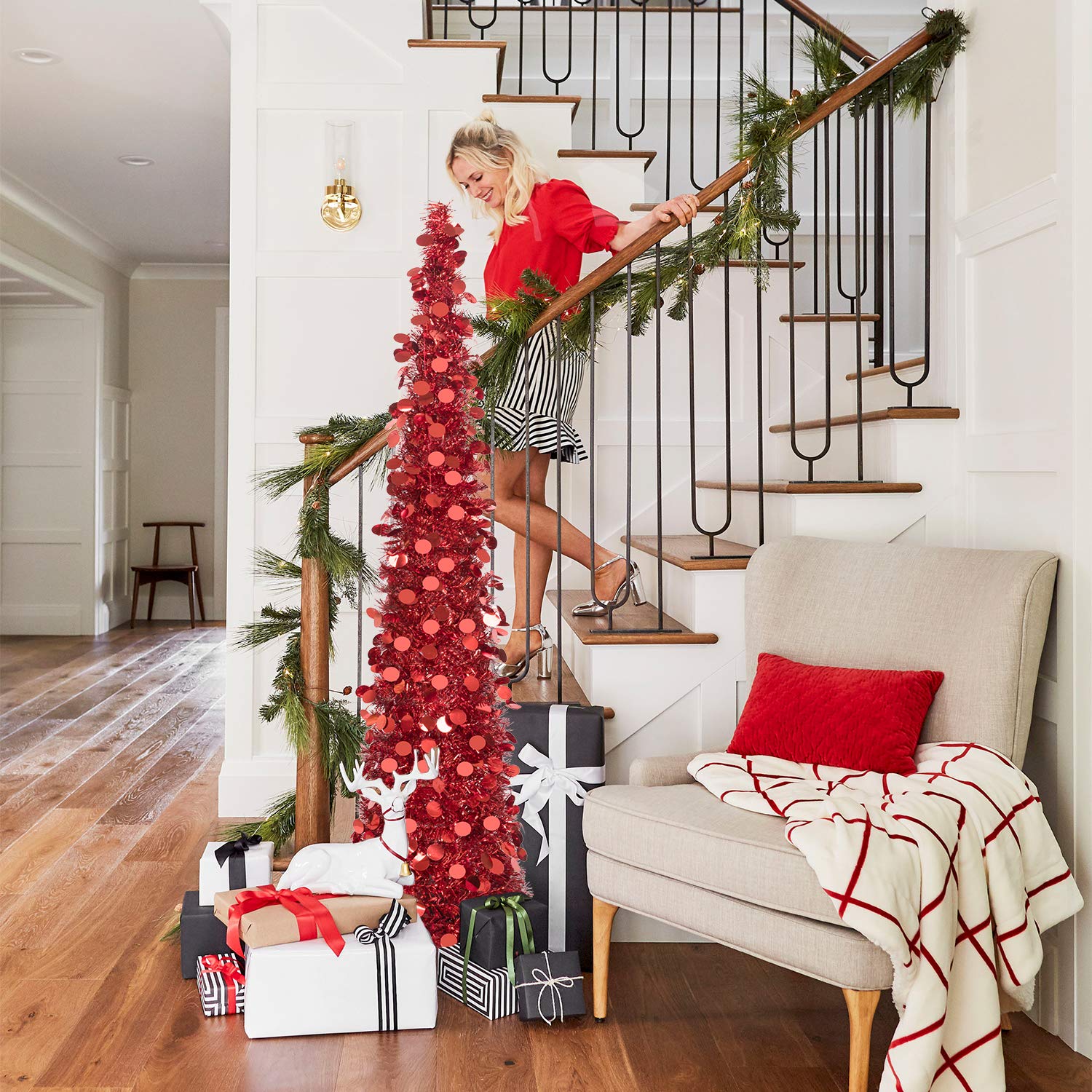 Foto 7 pulgar | Árbol De Navidad Macting, 150 Cm, Con Luces Rojas, Fácil De Montar - Venta Internacional.