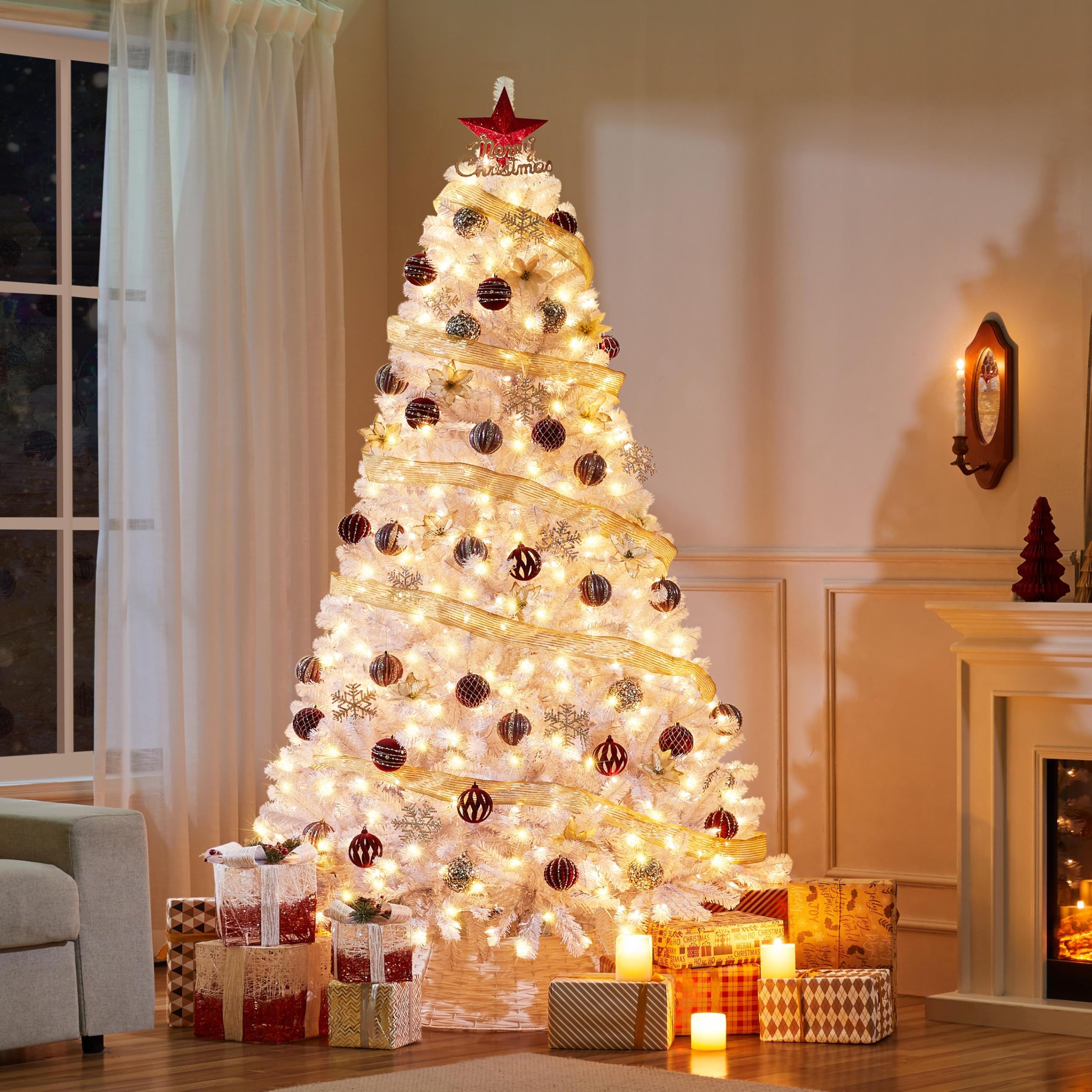Foto 3 pulgar | Árbol De Navidad Yaheetech, Abeto Preiluminado, 2,28 M, Con 550 Luces - Venta Internacional.