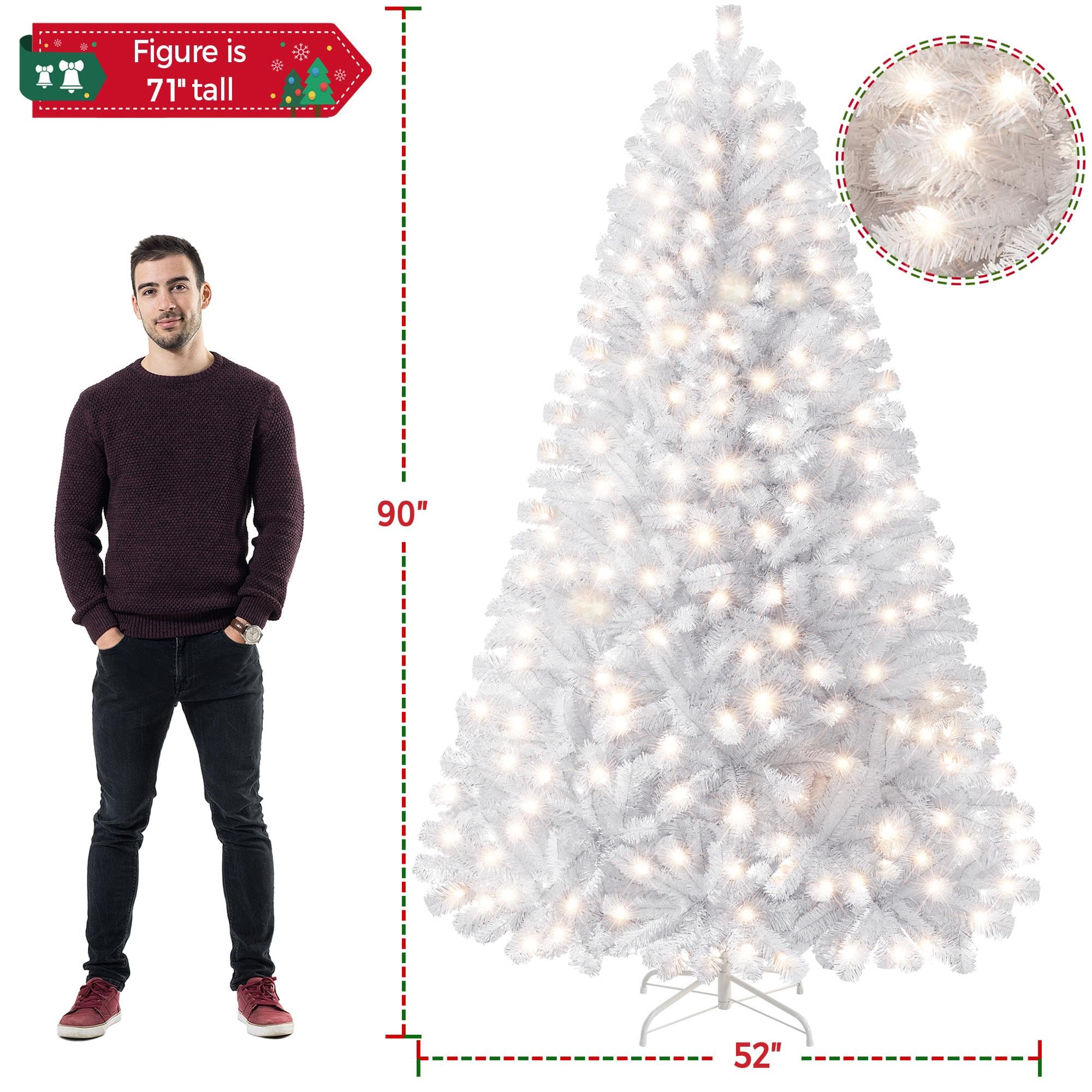 Foto 4 pulgar | Árbol De Navidad Yaheetech, Abeto Preiluminado, 2,28 M, Con 550 Luces - Venta Internacional.