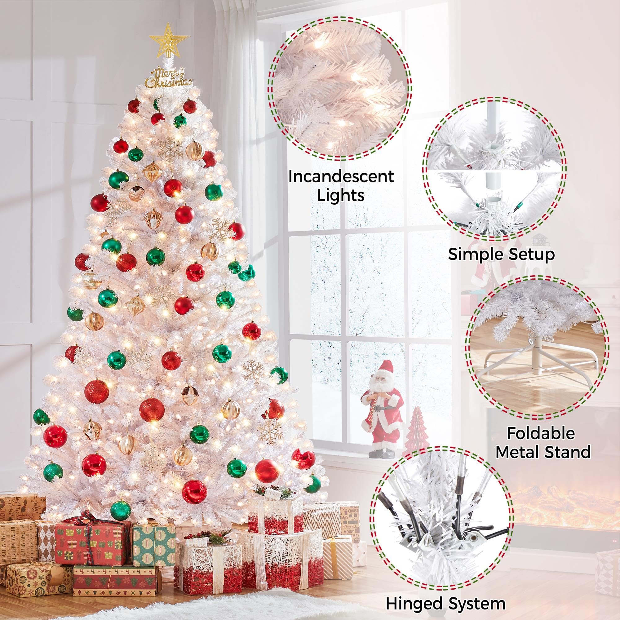 Foto 5 pulgar | Árbol De Navidad Yaheetech, Abeto Preiluminado, 2,28 M, Con 550 Luces - Venta Internacional.